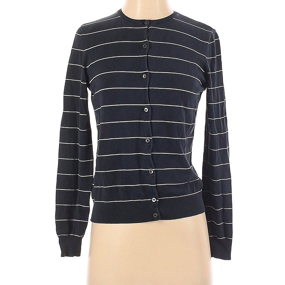 Lauren by Ralph Lauren midnight navy and white stripe Silk twinset size S
